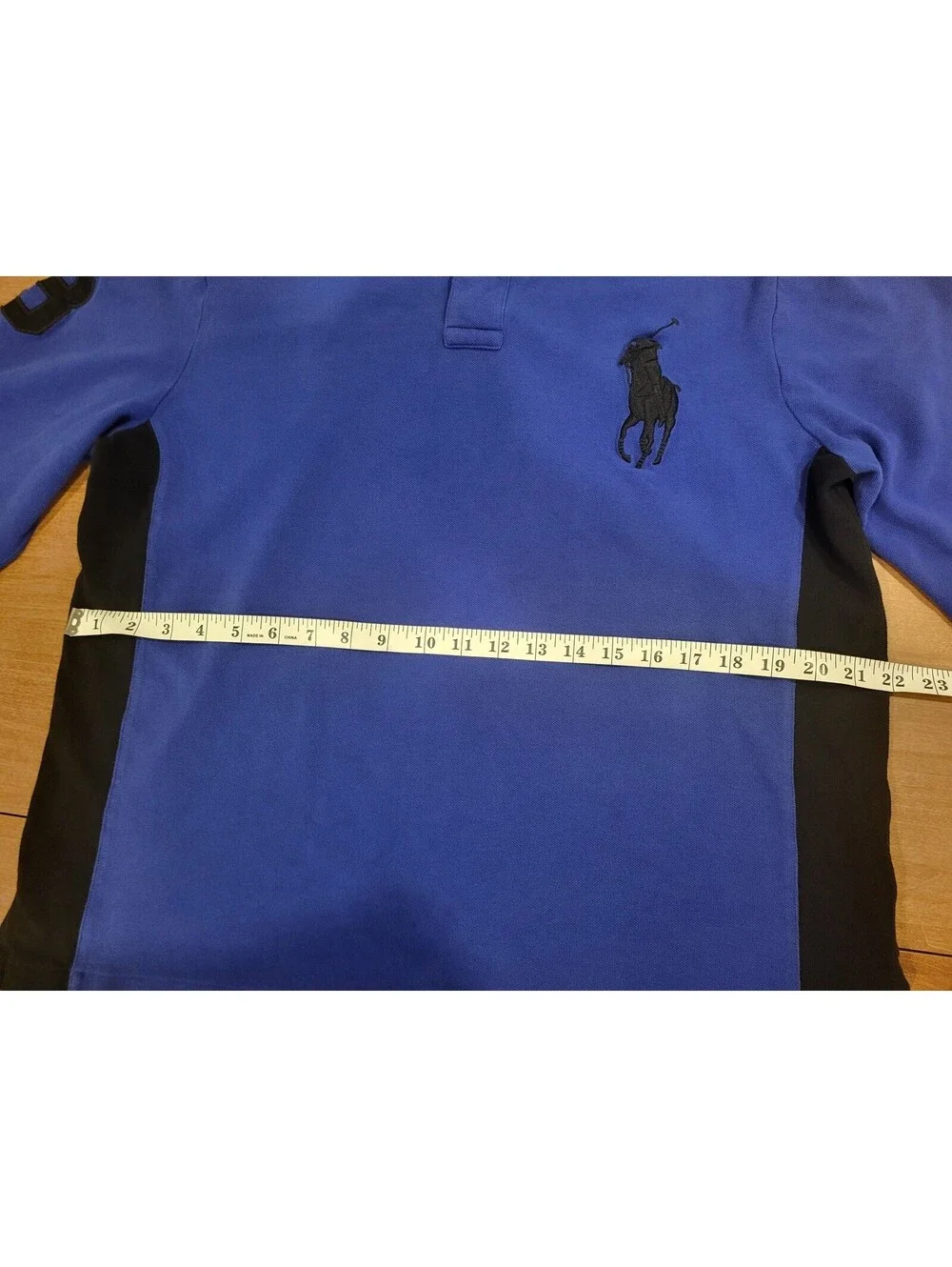 Polo Ralph Lauren Big Pony Custom Fit Long Sleeve Polo Shirt Blue Black XL-67